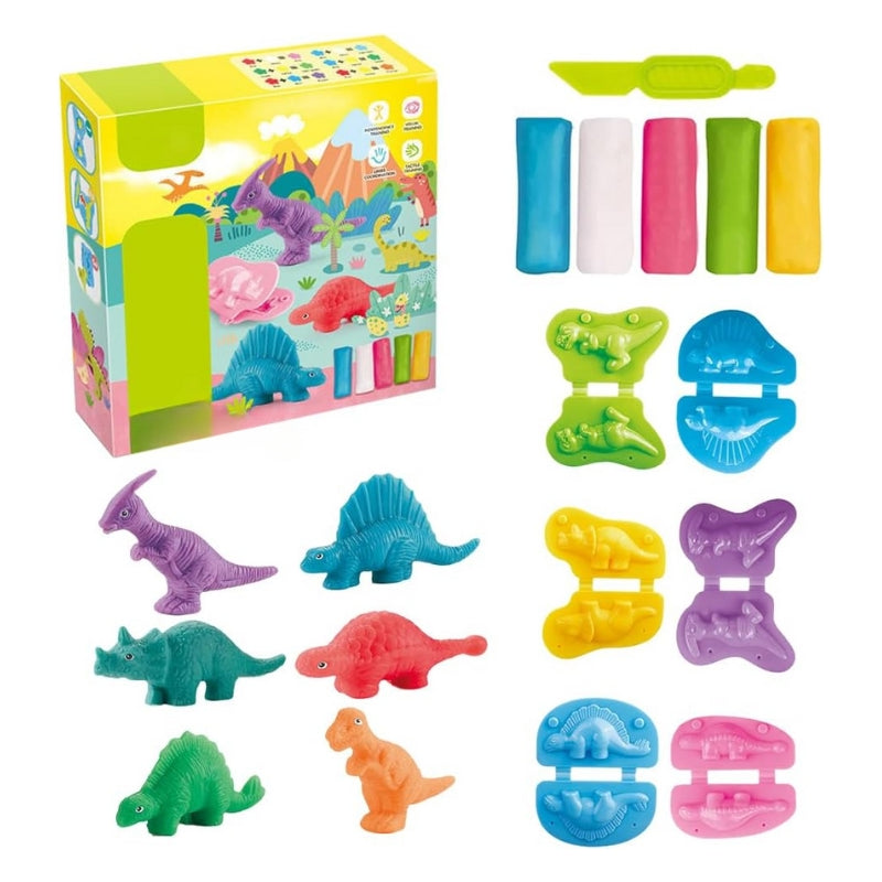 Dinosaur World Plasticine Tools With 5 Colorful Modelling Clay