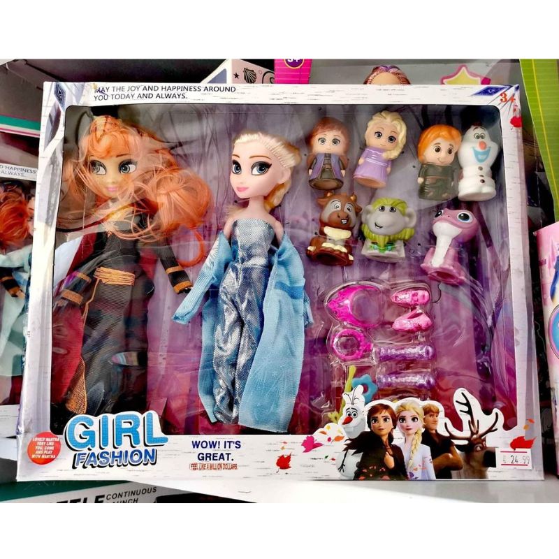 Frozen Doll Elsa And Anna With Accessories Set