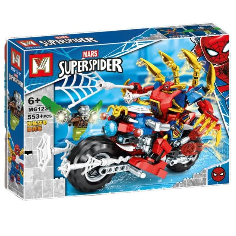 Super Spider Motorcycle Motor MG1231 Building Blocks