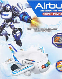 2 In 1 Transformer Airbus Robot Toy With Light And Music For Kids
