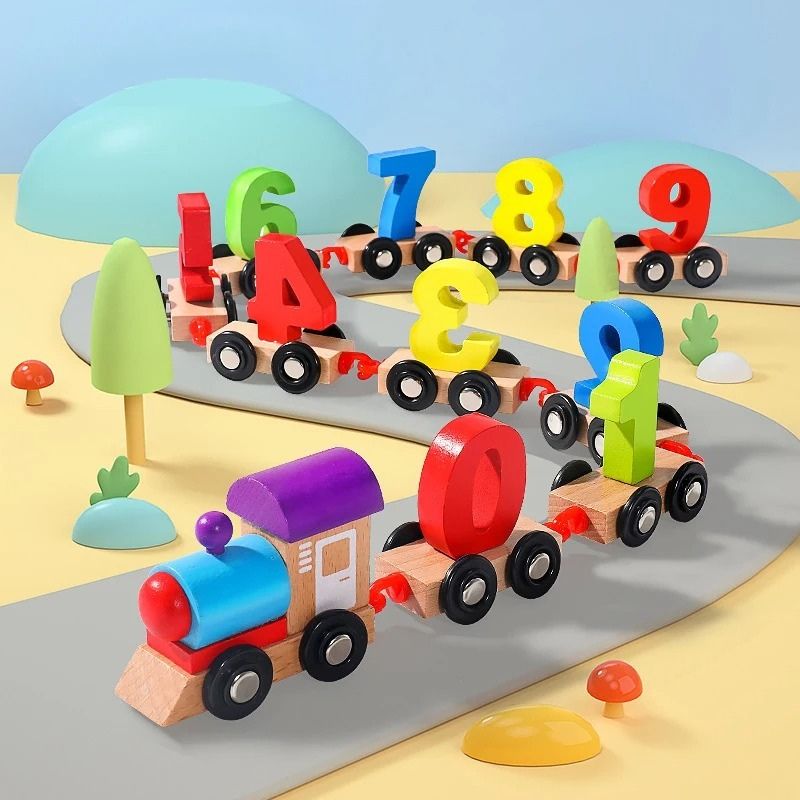 Wooden Number Train Toy Set For Babies