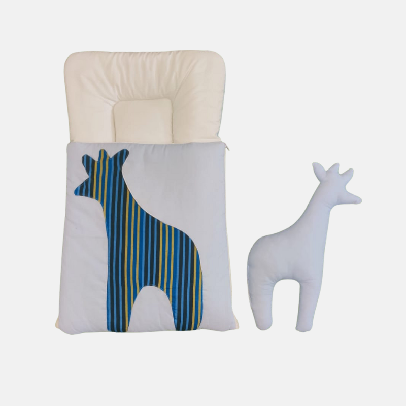 Giraffe Baby Carry Nest With Pillow (Sea Blue)