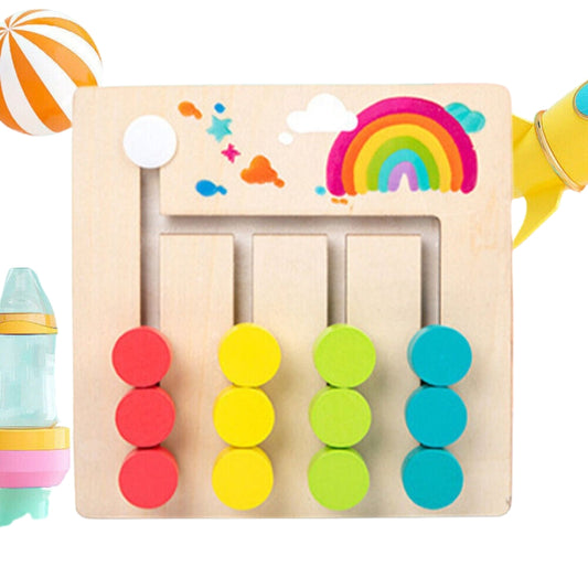 Children Wooden Color Matching Busy Board Mobile 4 COlor, Logic Game,Color and Shape Slide Matching