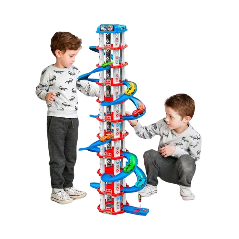 Spiral Parking Racing Track Playset For Kids