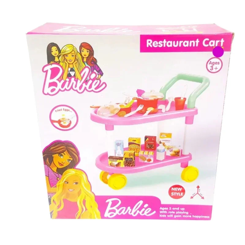 Barbie Style Restaurant Cart Glamorous Food Trolley Playset