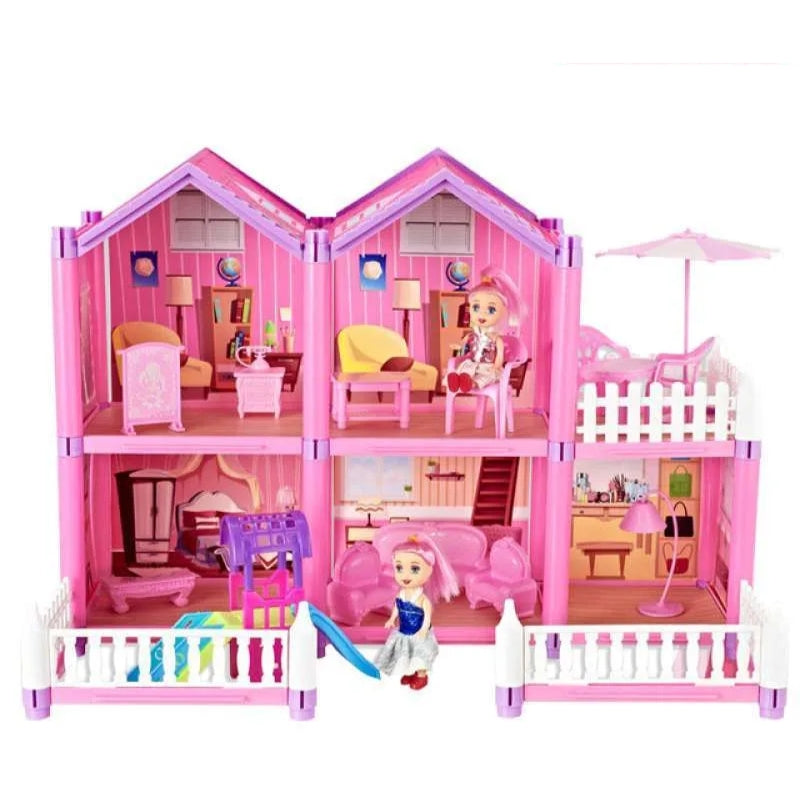 2-Storey Dream Castle Doll House Playset For Girls (126pcs)