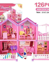 2-Storey Dream Castle Doll House Playset For Girls (126pcs)
