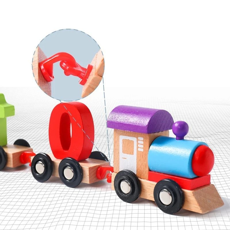 Wooden Number Train Toy Set For Babies