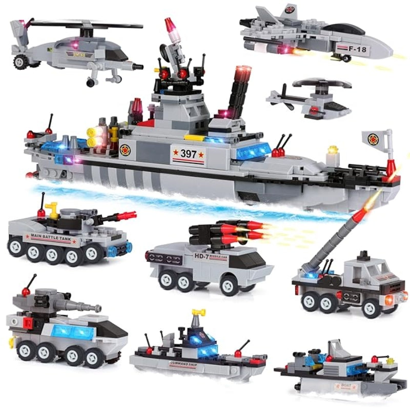 8 In 1 Army Construction Building Shipyard Toy For Kids