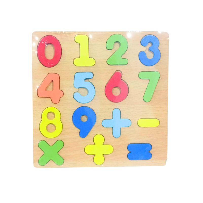 Wooden Numbers and Math Symbols Puzzle Board  Educational Learning Toy