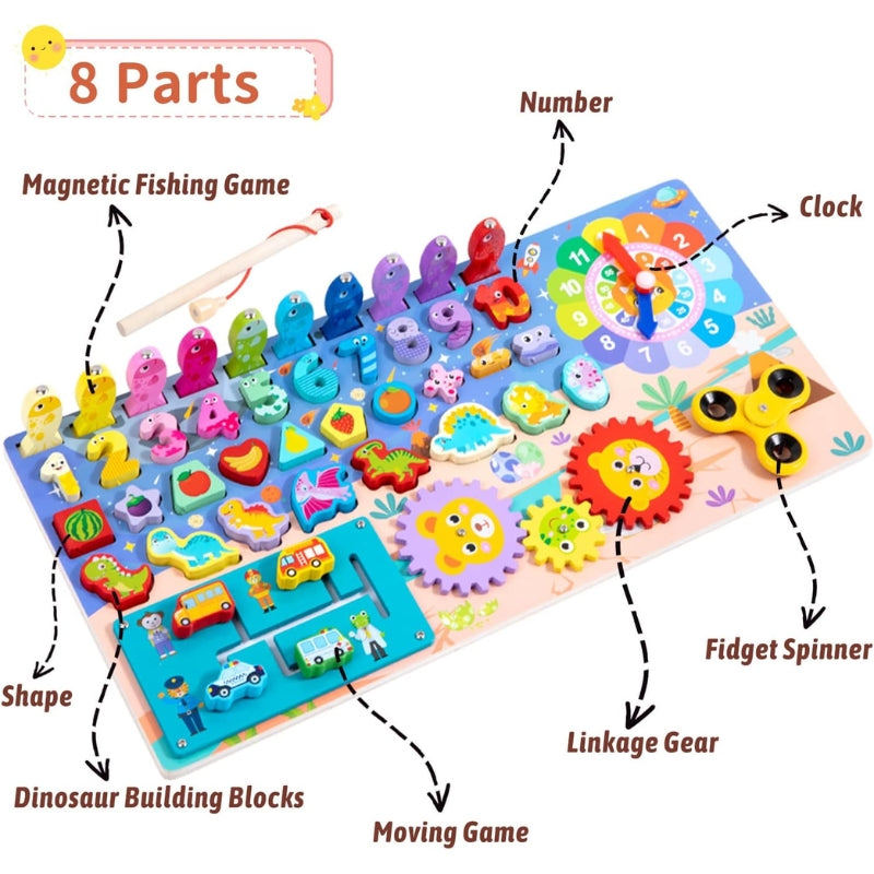 8 in 1 Wooden Puzzles Board Educational Games For Kids