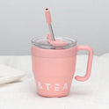 Coffee Mugs Stainless Steel Thermos Mug with Handle and Lid Straw