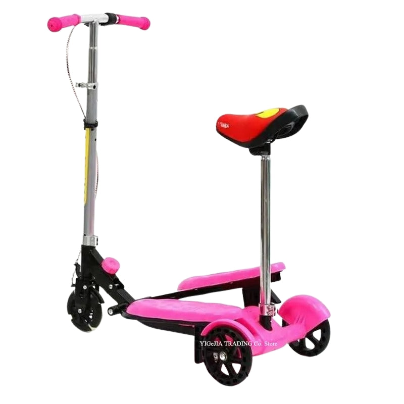 3 Wheels Folding Dual Pedals Scooty Wings Scooty With Seat For Kids