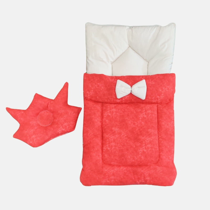 Cute And Comfortable Baby Carry Nest With Crown Shape Pillow (Red)