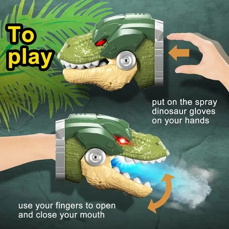 Soft Rubber Dinosaur Hand Puppets, Movable Mouth, Glowing Eyes and Roaring Sounds