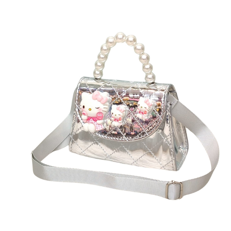 Stylish Kids Shoulder Bag with Pearl Handle & Cute Design