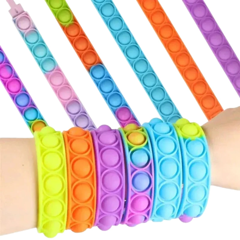 Rainbow Pop It Fidget Bracelet – Fun & Stress-Relieving Wearable Toy Assorted