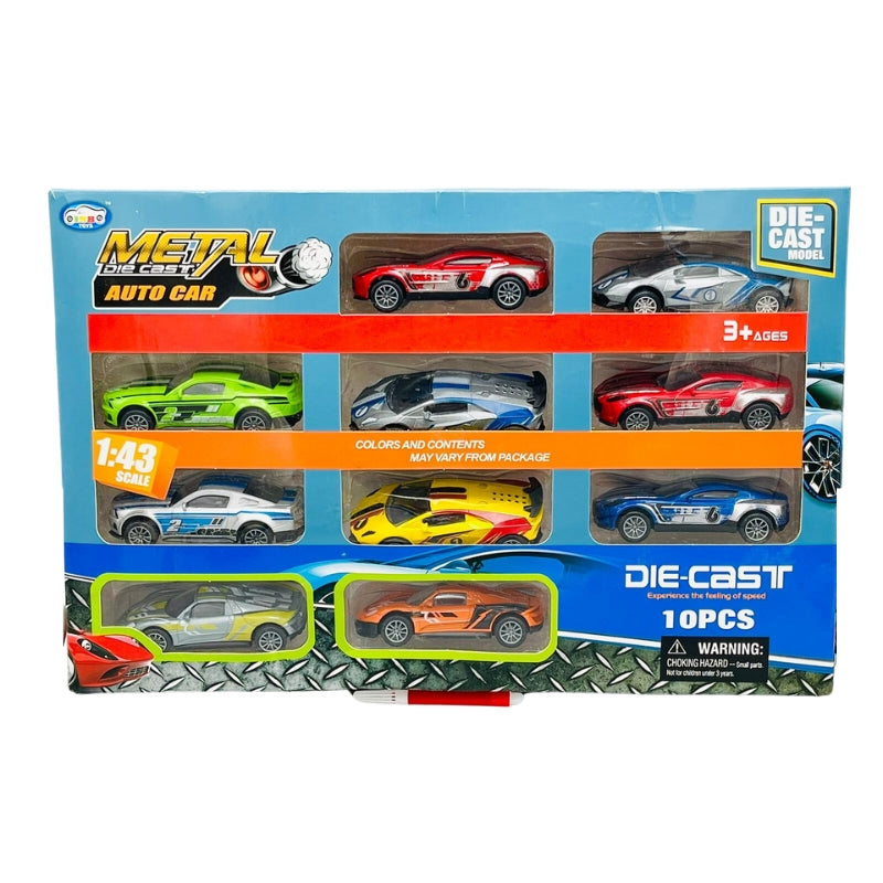 Diecast Scale Pack Of 10 Metal Cars