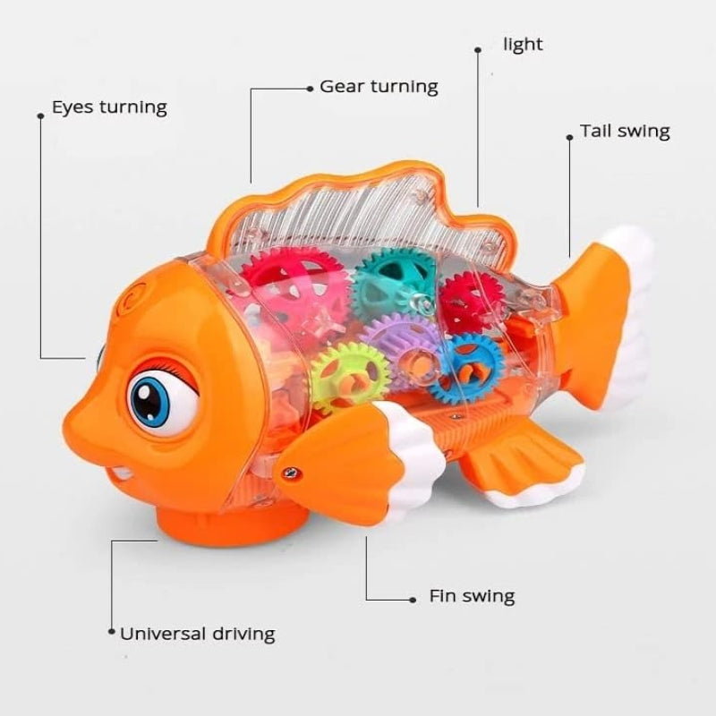 Transparent Gear Fish Toy With Light for Kids