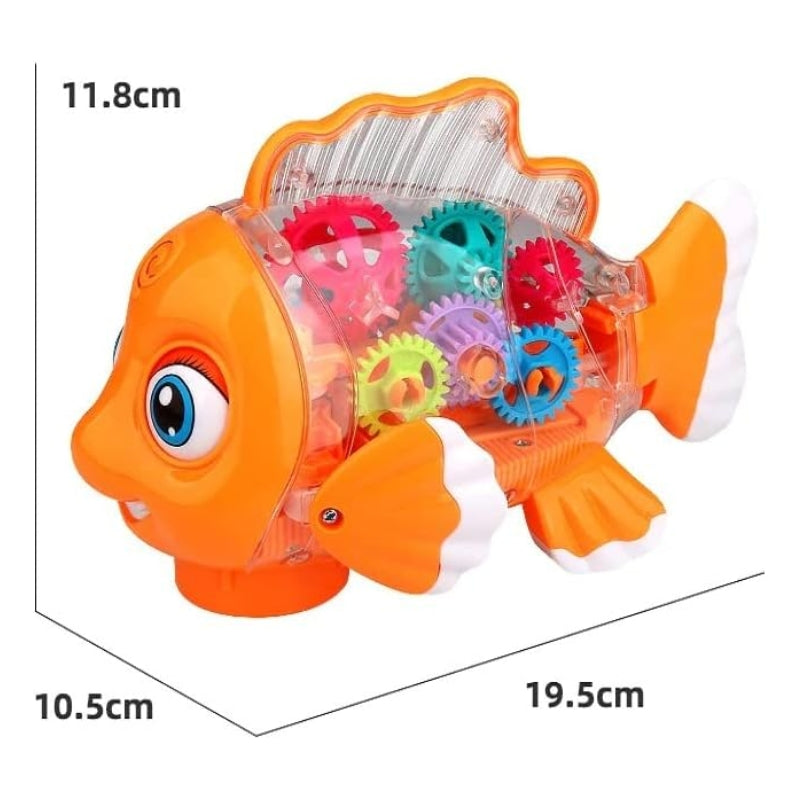 Transparent Gear Fish Toy With Light for Kids