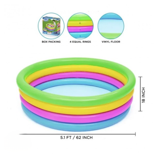 Bestway 4-Ring Colorful Summer Inflatable Pool 62" x 18" (51117)