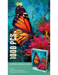 Jigsaw Butterfly Sniffing Flowers Puzzle-1000 Pcs
