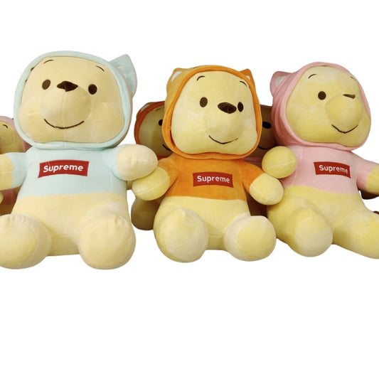 Cute Cartoon Bear Plush Toy in Supreme Hoodie