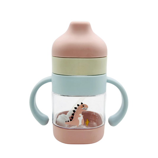 Dino Transparent Water Bottle With Soft Silicon Sipper For Kids