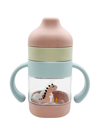 Dino Transparent Water Bottle With Soft Silicon Sipper For Kids
