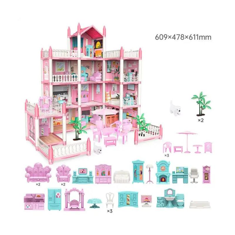 Princess Villa DIY Dollhouse Kit with Lights