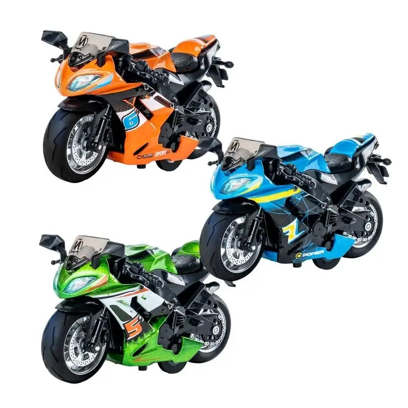 R1 Classic Diecast Pull Back Motorcycle Toy With Music & Light For Kids