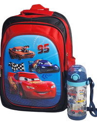 Car Themed School Backpack With Water Sipper For Kids
