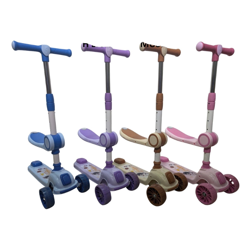 3-in-1 Kids Kick Scooter with Adjustable Foldable Seat and Flashing Wheels
