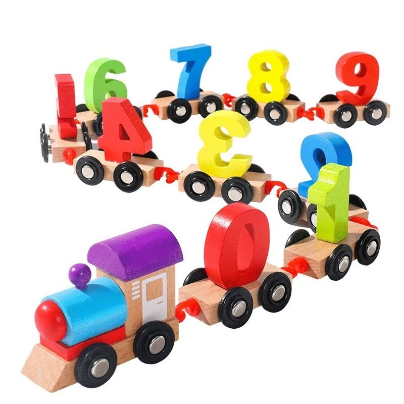 Wooden Number Train Toy Set For Babies
