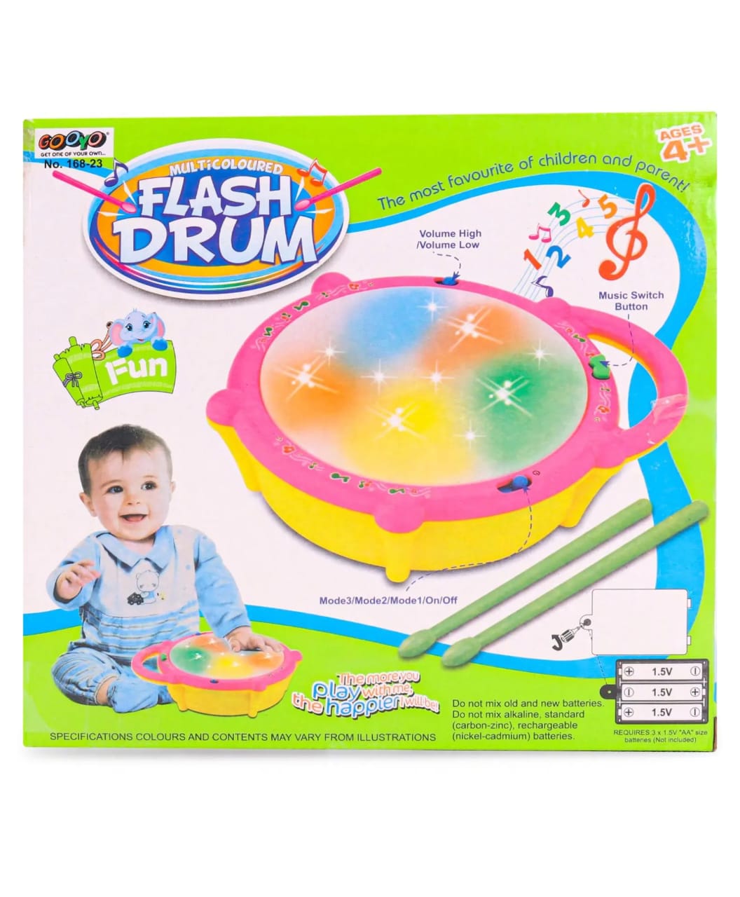 Electric Flash Drum With Light And Music Toy For Kids