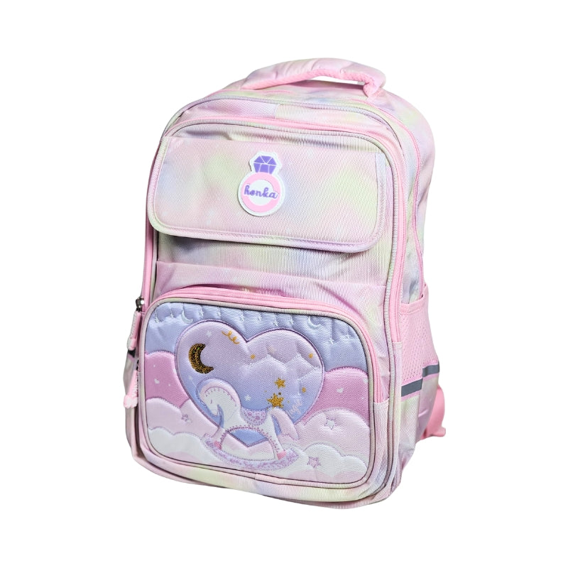 Honka Children's Horse School Bag Waterproof Lightweight Backpack - 16 Inches (2282) (Pink) (Deal)