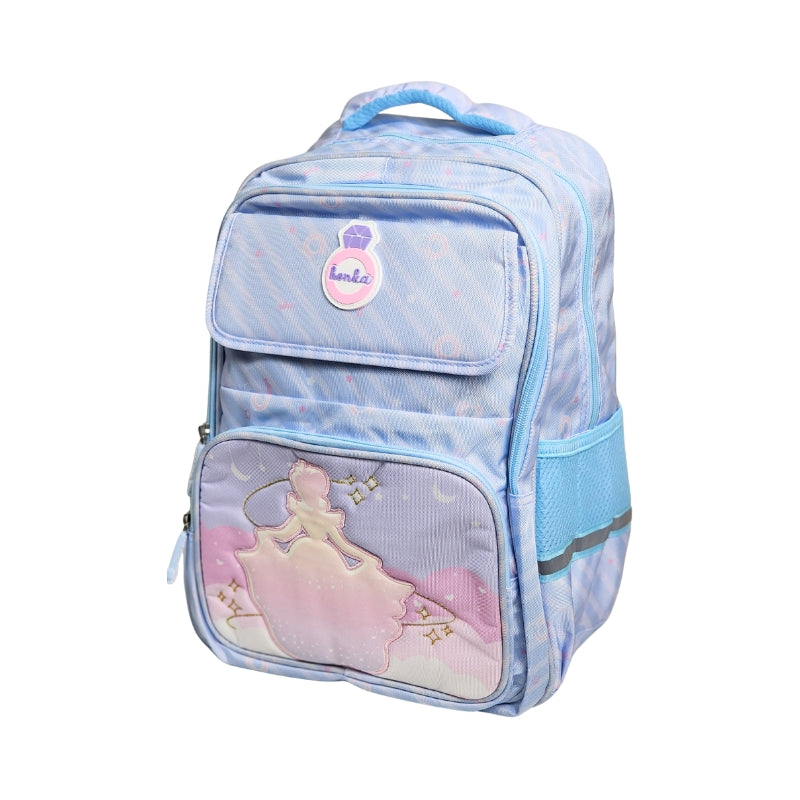 Honka Princess School Bag Waterproof Lightweight Backpack For Girls - 16 Inches (2282) (Blue)