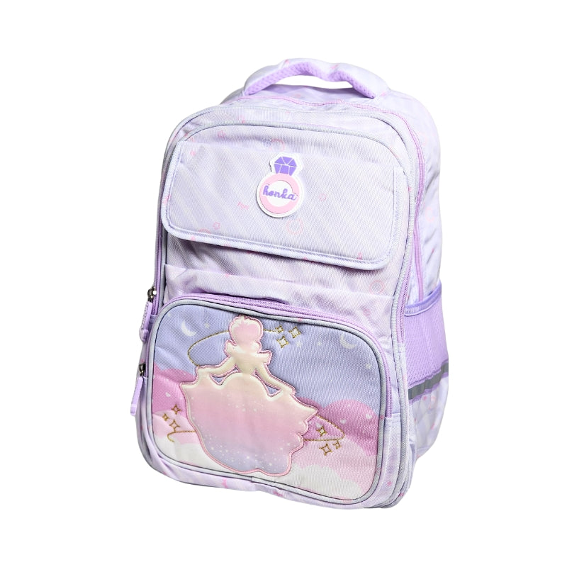 Honka Princess School Bag Waterproof Lightweight Backpack For Girls - 16 Inches (2282) (Purple) (Deal)