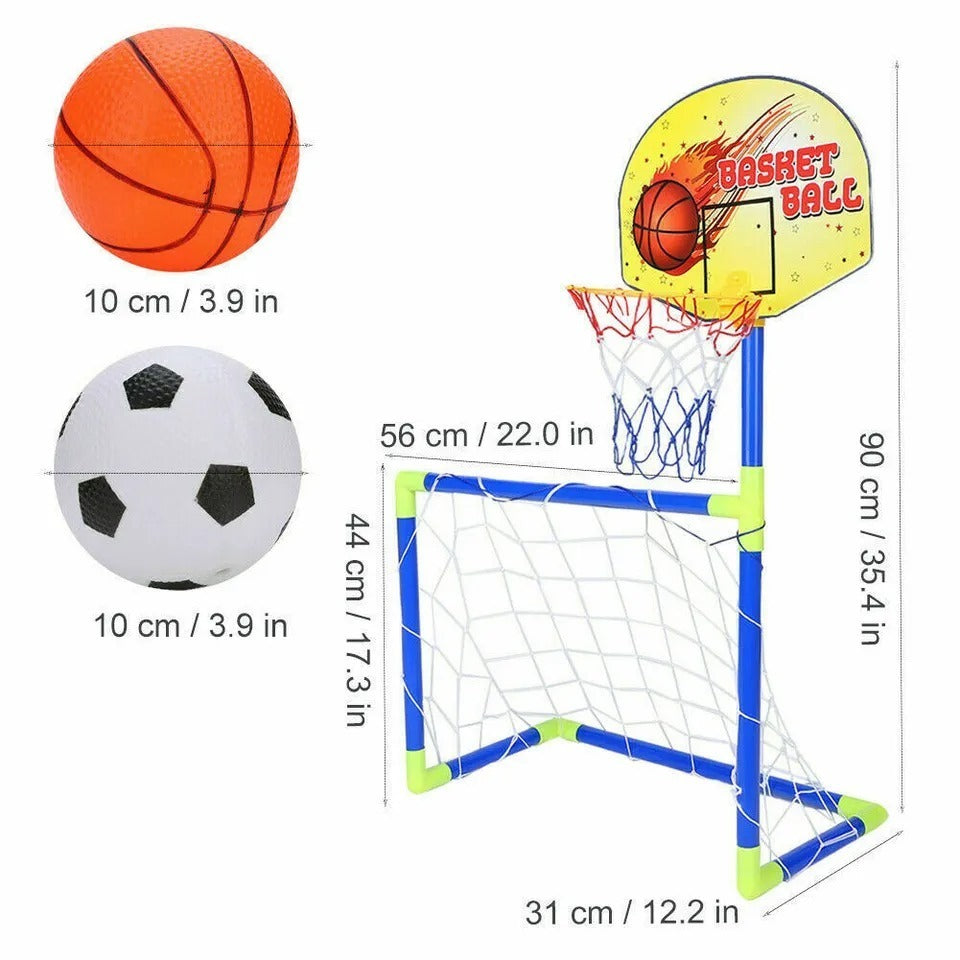 Portable 2 In 1 Football & Basketball Set For Kids