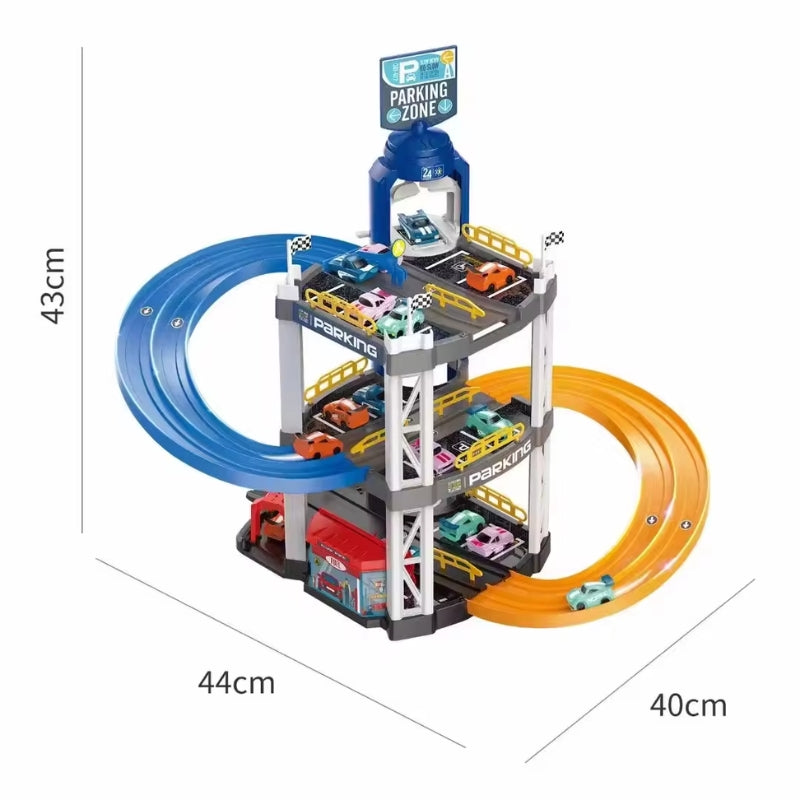 Adventure Double Lane Urban Parking Lot Trackset For Kids