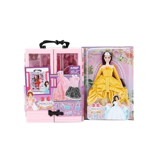 Movable Doll With Wardrobe Playset For Kids