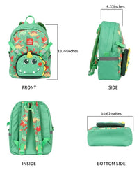 Children's Dinosaur Lightweight Backpack With Pencil Bag Included - Green (27*33*13 cm)
