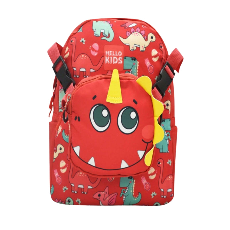 Children's Dinosaur Lightweight Backpack With Pencil Bag Included - Red (27*33*13 cm)