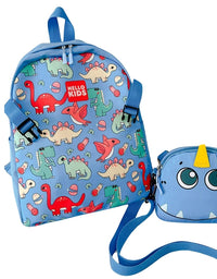 Children's Dinosaur Lightweight Backpack With Pencil Bag Included - Blue (27*33*13 cm)
