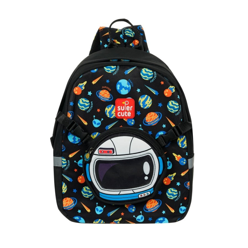 2 In 1 3D Space School Bag Waterproof Lightweight Backpack - Black