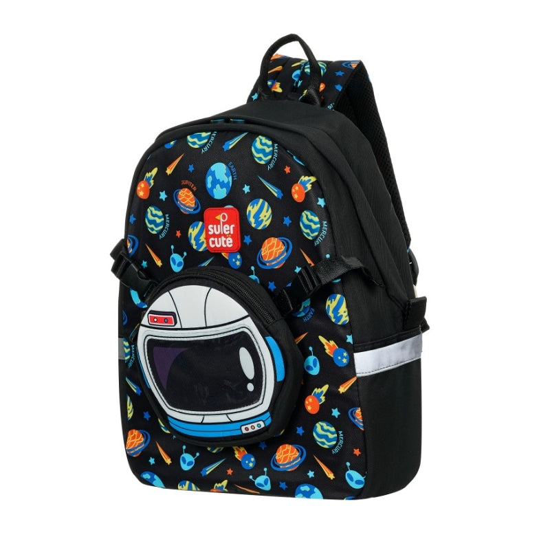 2 In 1 3D Space School Bag Waterproof Lightweight Backpack - Black