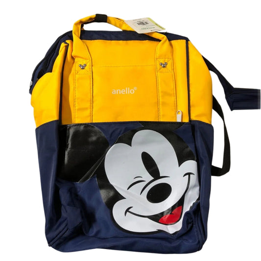 Hello Mickey Mouse Maternity Diaper Backpack - Yellow & Navy Blue