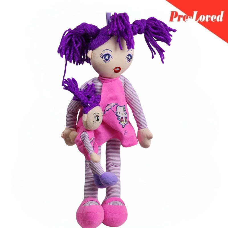 Cute Pink Doll With Purple Hair Stuff Toy 49Cm Premium Pre-loved