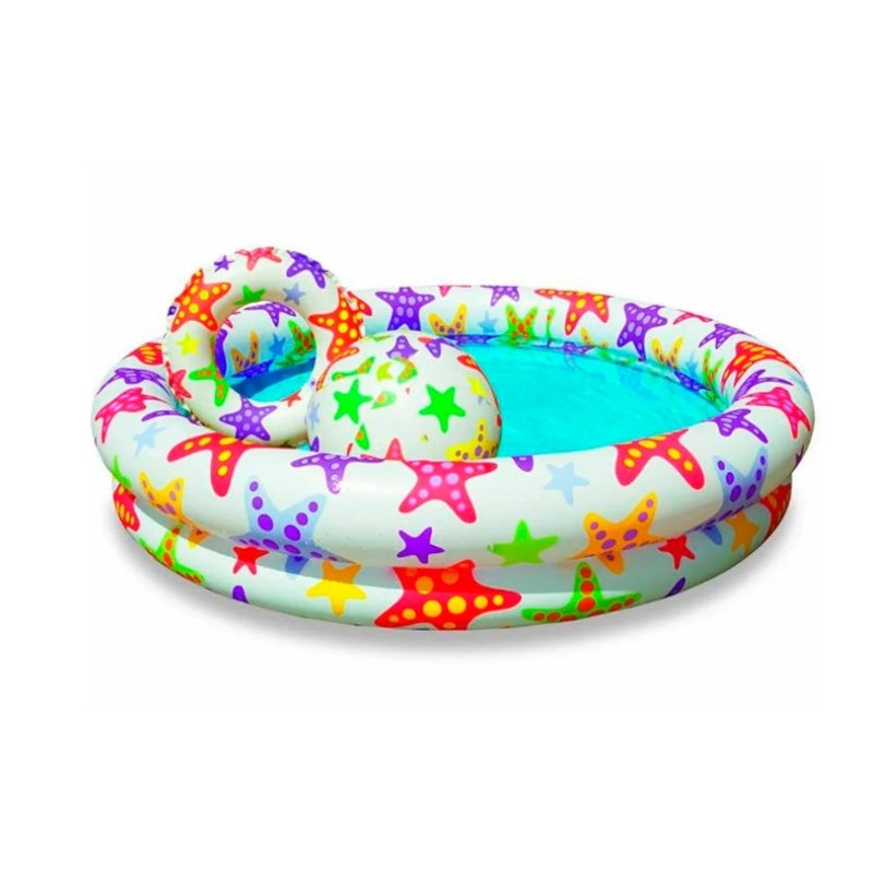 Intex Inflatable Starfish Swimming Pool With W-Ring & Ball For Kids (52x11)