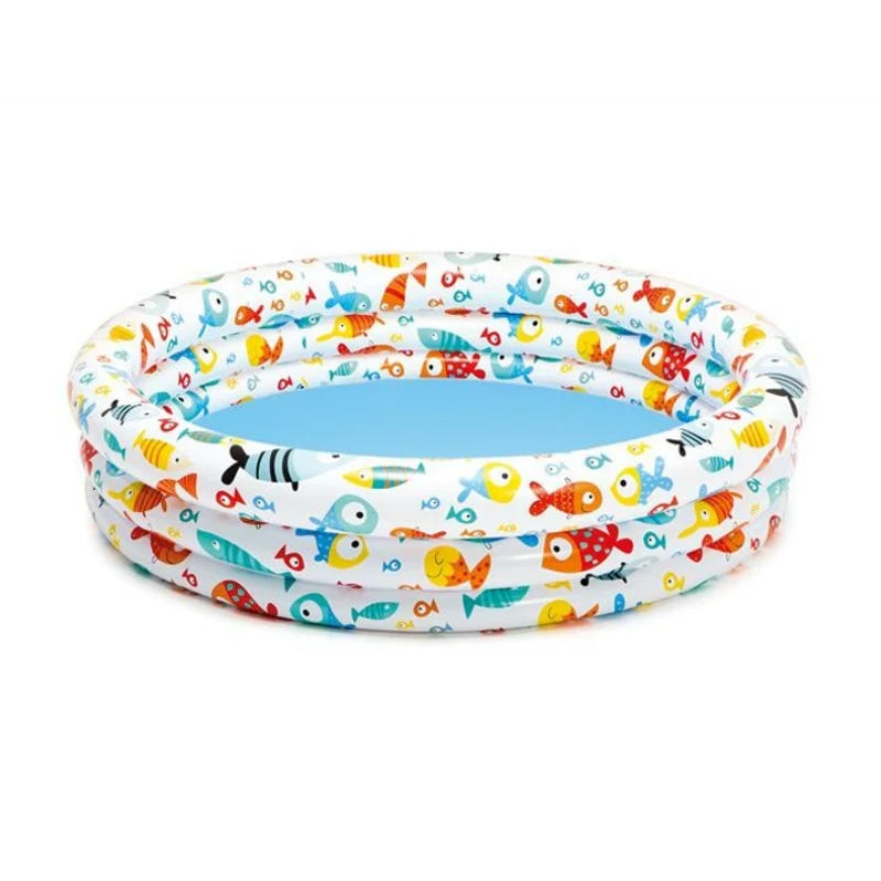 Intex Fish Printed Swimming Pool With Beach Ball & Ring For Kids (4ft)